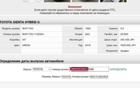 Toyota Sienta II, 2018 год, 1 700 000 рублей, 5 фотография