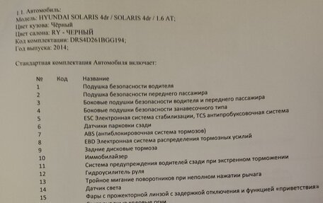 Hyundai Solaris II рестайлинг, 2014 год, 1 300 000 рублей, 11 фотография