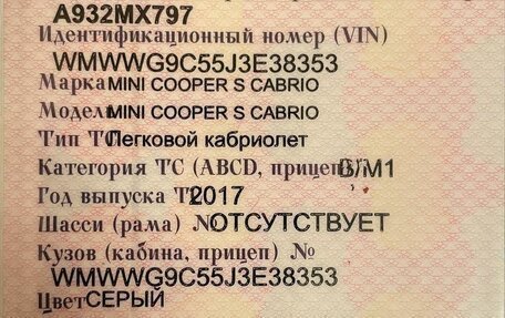 MINI Cabrio, 2017 год, 2 370 000 рублей, 11 фотография
