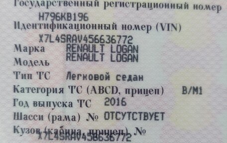 Renault Logan II, 2016 год, 320 000 рублей, 26 фотография