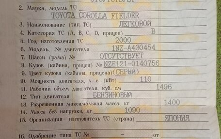 Toyota Corolla, 2000 год, 650 000 рублей, 22 фотография