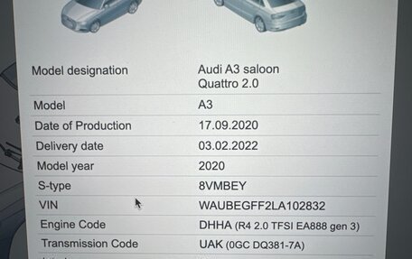 Audi A3, 2020 год, 3 200 000 рублей, 21 фотография
