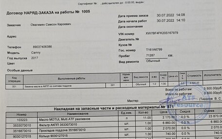 Toyota Camry, 2017 год, 2 480 000 рублей, 18 фотография