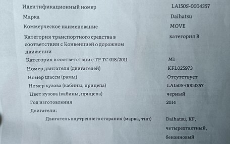 Daihatsu Move VI рестайлинг, 2014 год, 830 000 рублей, 20 фотография