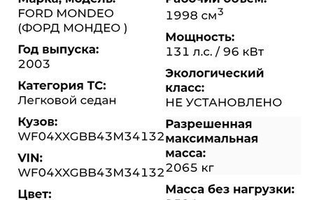 Ford Mondeo III, 2003 год, 450 000 рублей, 23 фотография