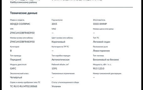 Hyundai Solaris II рестайлинг, 2015 год, 510 000 рублей, 11 фотография