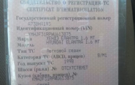 Hyundai Elantra III, 1998 год, 170 000 рублей, 1 фотография