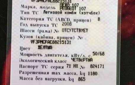 Peugeot 107 I рестайлинг, 2008 год, 328 000 рублей, 8 фотография