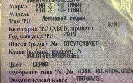 KIA Optima IV, 2019 год, 1 480 000 рублей, 11 фотография