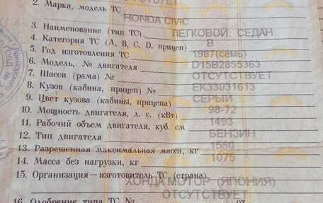 Honda Civic III, 1987 год, 170 000 рублей, 12 фотография