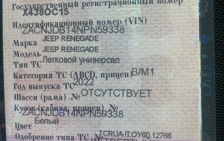 Jeep Renegade I рестайлинг, 2022 год, 2 150 000 рублей, 6 фотография