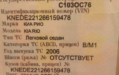 KIA Rio II, 2006 год, 280 000 рублей, 15 фотография