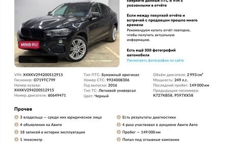 BMW X6, 2016 год, 3 799 000 рублей, 37 фотография