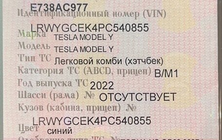 Tesla Model Y I, 2022 год, 4 800 000 рублей, 1 фотография
