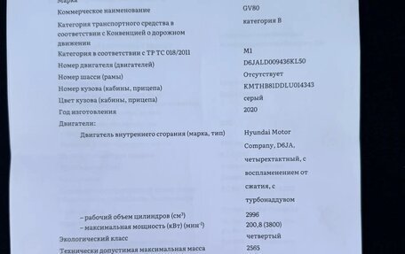 Genesis GV80 I, 2020 год, 6 120 000 рублей, 32 фотография