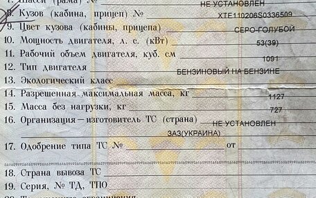 ЗАЗ 1102 «Таврия», 1995 год, 110 000 рублей, 14 фотография