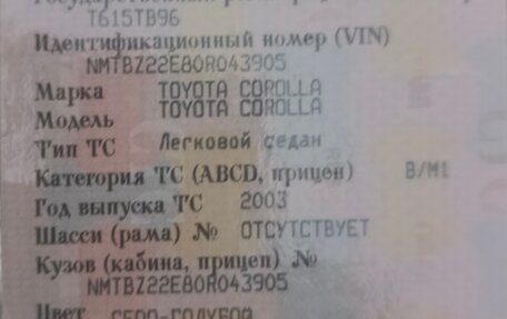 Toyota Corolla, 2003 год, 485 000 рублей, 20 фотография