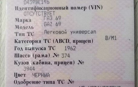 ГАЗ 69, 1962 год, 740 000 рублей, 28 фотография