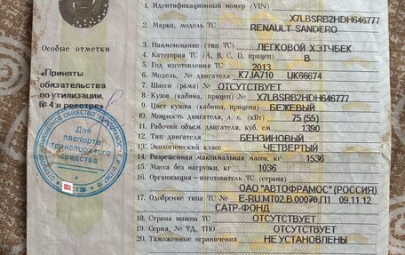 Renault Sandero I, 2013 год, 295 000 рублей, 11 фотография