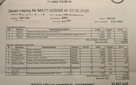 Volvo S60 III, 2005 год, 1 290 000 рублей, 13 фотография