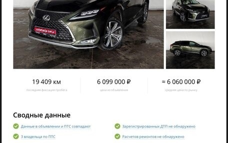 Lexus RX IV рестайлинг, 2022 год, 6 000 000 рублей, 1 фотография