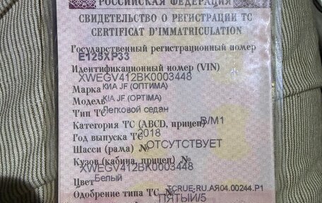 KIA Optima IV, 2018 год, 2 450 000 рублей, 9 фотография