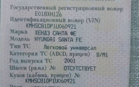 Hyundai Santa Fe III рестайлинг, 2001 год, 620 000 рублей, 5 фотография